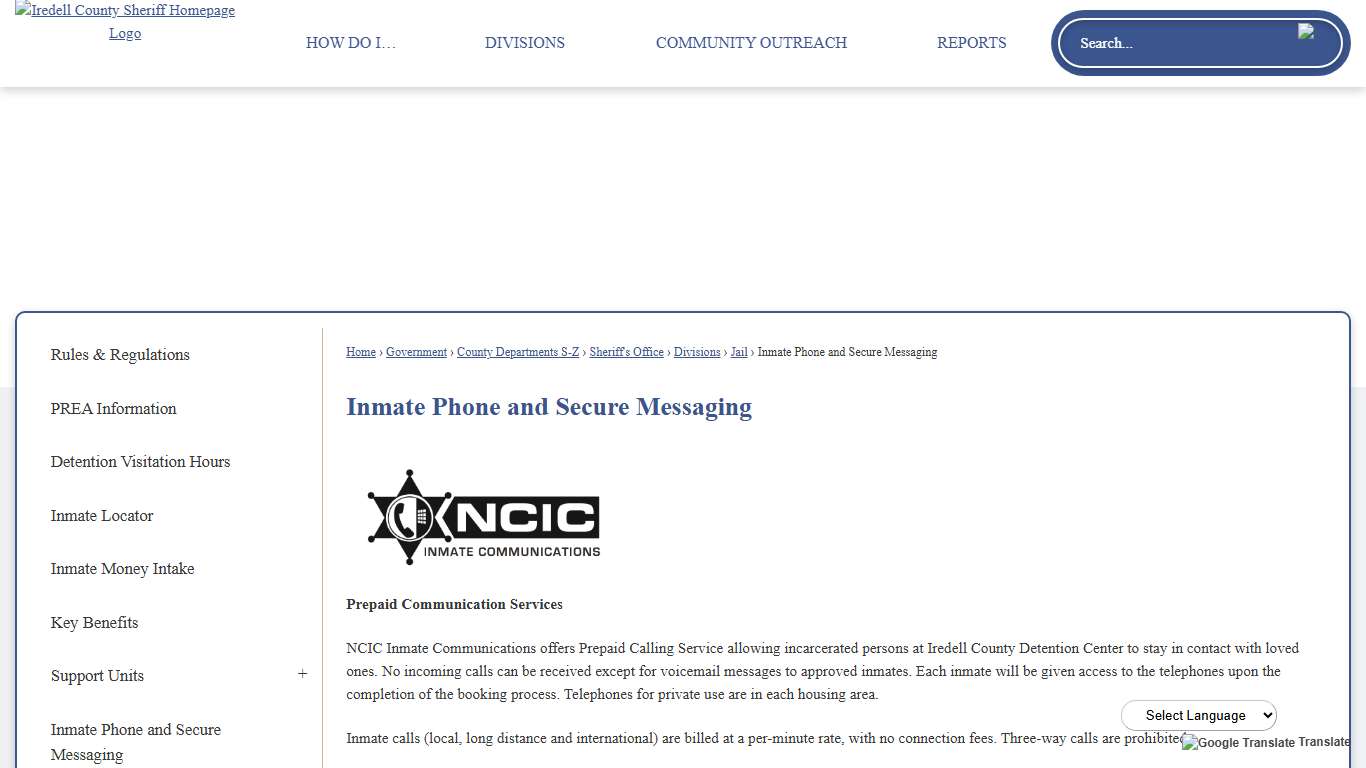 Inmate Phone and Secure Messaging | Iredell County, NC