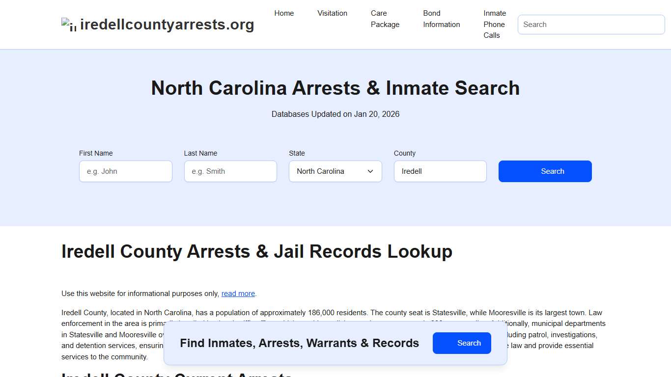 Iredell County, NC Arrests, Warrants, Police Records Search